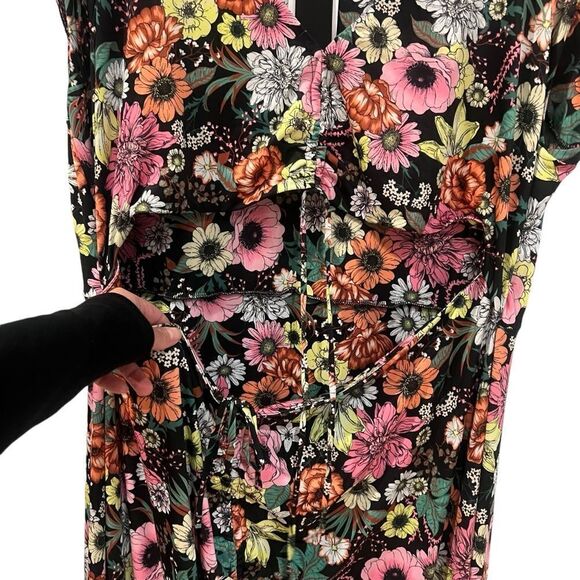 NWT! AFRM Lizette in noir garden floral short sleeve maxi dress - Picture 11 of 12